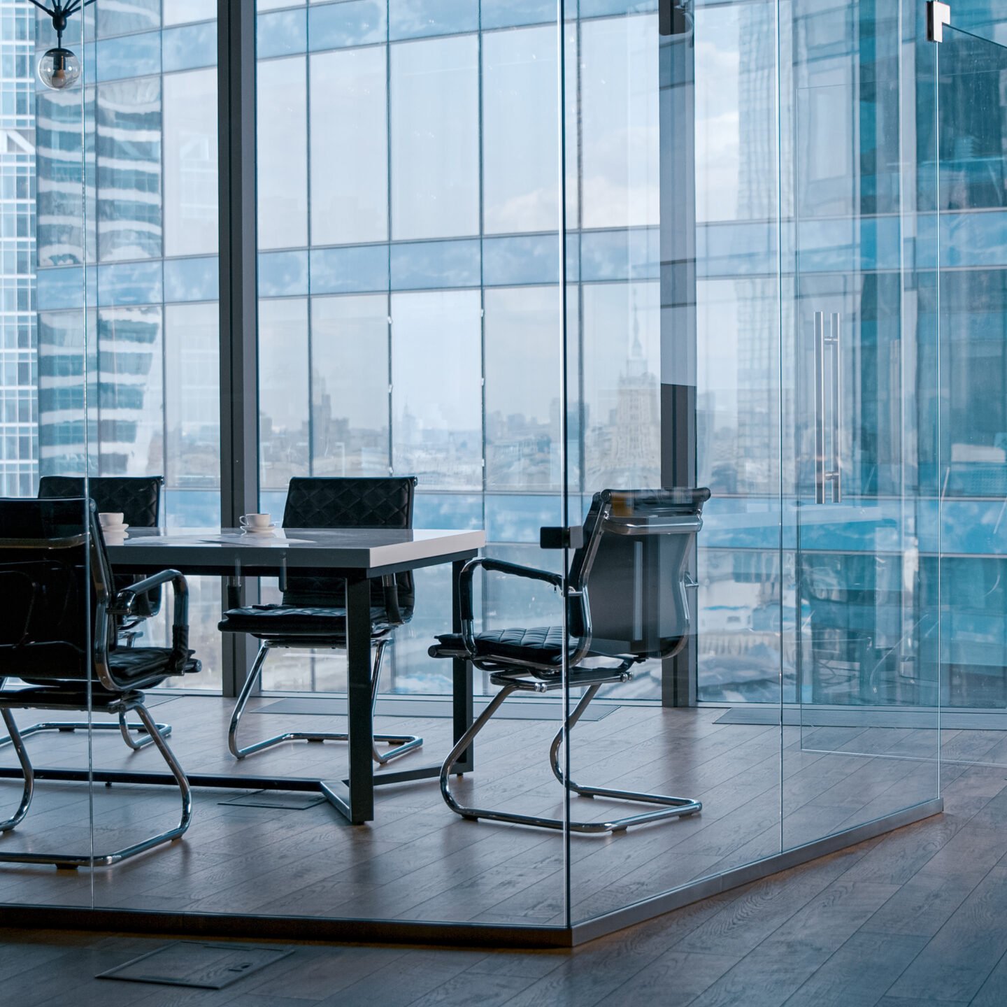 Empty meeting room in office before negotiations